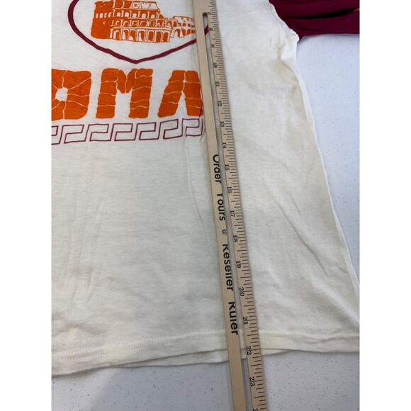 Vintage I Love Roma Colosseum T-Shirt Italy Cotton White Maroon Short Sleeve 70s - Picture 5 of 11